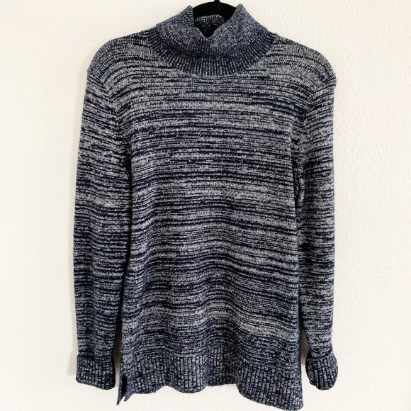 SOLD*J. Crew • Blue Marled Knit Turtleneck Sweater - Picture 2 of 8